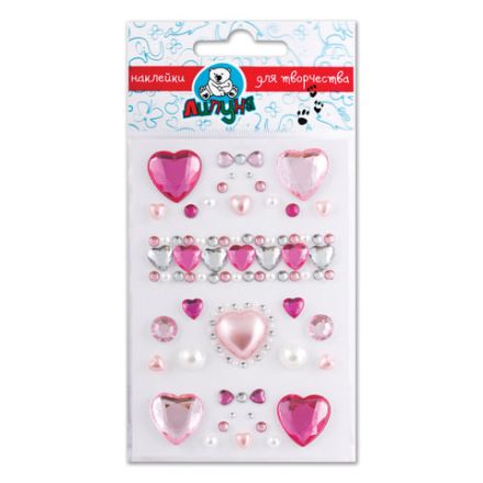 Наклейки "Хрустальные сердца", с европодвесом, ЛИПУНЯ, АССОРТИ, 125460