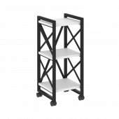 Loft Стеллаж на колесных опорах-3 полки VR.L-MST.K-3.4 Белый бриллиант/Чёрный металл 400*400*968