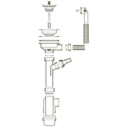 Сифон Юкинокс выпуск большой с переливом S710,в комплекте с сифоном