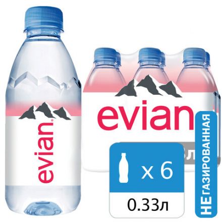 Вода негазированная минеральная EVIAN 0,33 л, 13860