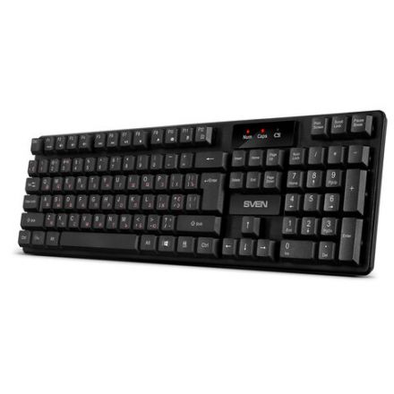 Клавиатура беспроводная SVEN KB-C2300W, USB, 104 клавиши, 2,4 GHz, черная, SV-021474