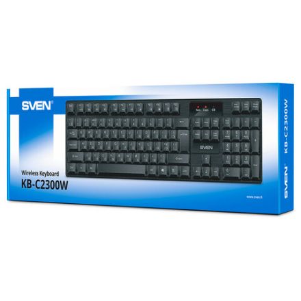 Клавиатура беспроводная SVEN KB-C2300W, USB, 104 клавиши, 2,4 GHz, черная, SV-021474