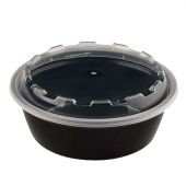 Контейнер одноразовый 530 мл, С КРЫШКОЙ, круглый, диаметр 152 мм, черный/прозрачный, ПП, ВЗЛП, 1264Ч