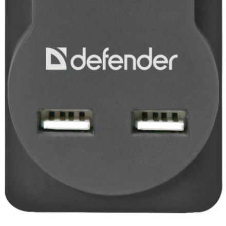 Сетевой фильтр DEFENDER DFS 753, 5 розеток, 2 разъема USB, 3 м, черный, 99753 Сетевой фильтр DEFENDER DFS 753, 5 розеток, 2 разъема USB, 3 м, черный, 99753
