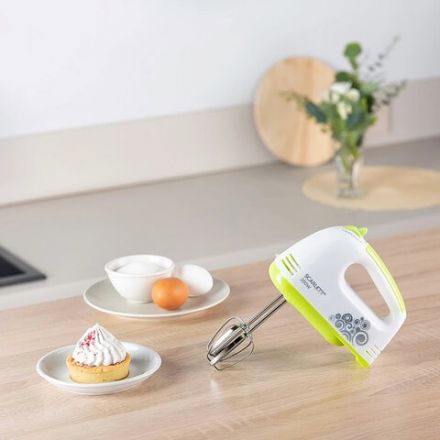 Миксер SCARLETT SC-HM40S05, 300Вт, 7 скоростей, 2 венчика, 2 крюка для теста, белый Миксер SCARLETT SC-HM40S05, 300Вт, 7 скоростей, 2 венчика, 2 крюка для теста, белый