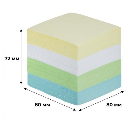 Блок для записей Attache Economy на склейке 8х8х7,2см цветной черед.с белым