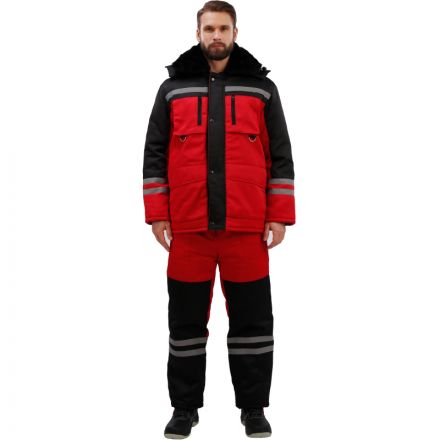 Костюм рабочий зимний муж з03-КПК красн/чер (р.60-62) 194-200