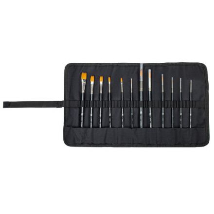 Кисти художественные набор 12 шт., в черной скрутке, синтетика, BRAUBERG ART CLASSIC, № 0-14, 200969