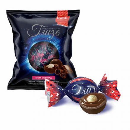 Конфеты ГЛИЗЕ с кремовой начинкой со вкусом "Шоколад" и воздушным рисом, 500 г, пакет Конфеты ГЛИЗЕ с кремовой начинкой со вкусом "Шоколад" и воздушным рисом, 500 г, пакет