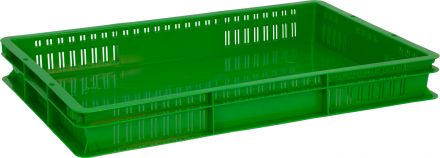 Ящик 600х400х75 дно сплошное, стенки перфорированные  зелёный