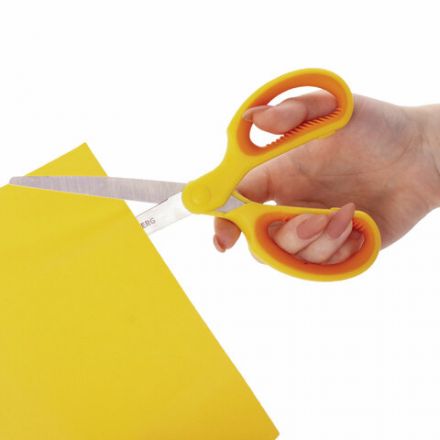 Ножницы BRAUBERG "Original", 155 мм, оранжево-желтые, ребристые резиновые вставки, 236450