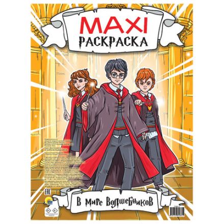 Раскраска "МАКСИ-РАСКРАСКА", АССОРТИ, 340х485 мм, 20 стр., внутренний блок 100 г/м2, ПП