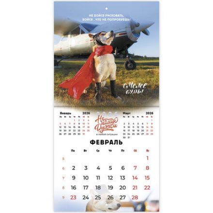 Календарь настенный перекидной 2026г, BRAUBERG, 12 листов, 21,3х21,3см, МИНИ, Не падай духом, 116942