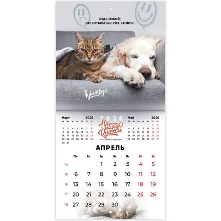 Календарь настенный перекидной 2026г, BRAUBERG, 12 листов, 21,3х21,3см, МИНИ, Не падай духом, 116942