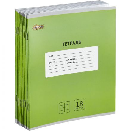 Тетрадь школьная А5, 18 л. клетка, Интенсив Зеленый, 10шт/уп арт.1711064