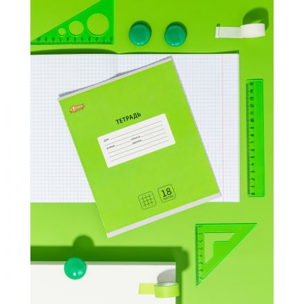 Тетрадь школьная А5, 18 л. клетка, Интенсив Зеленый, 10шт/уп арт.1711064