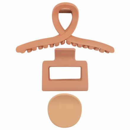 Крабы для волос НАБОР 3 шт., 4 см / 5 см / 11 см, soft touch, коричневый, MONTE VITA (МОНТЕ ВИТА), 457031