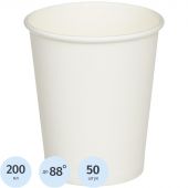 Стакан одноразовый бум 1-сл. d-80мм 200/250мл белый КОМУС 8OZ 50шт/уп