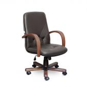 Кресло для руководителя Менеджер черное (кожа/темный орех) Кресло для руководителя Менеджер черное (кожа/темный орех)