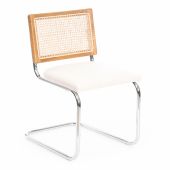 Стул MANI дерево вяз, ротанг/ткань лен, металлический каркас, Груша (№3), 46х46х78 см