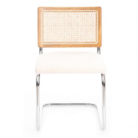 Стул MANI дерево вяз, ротанг/ткань лен, металлический каркас, Груша (№3), 46х46х78 см