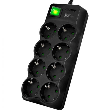 Сетевой фильтр SVEN SF-08E-16 1,8 м 8 розеток, 16А черный