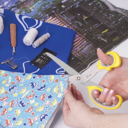 Ножницы портновские ОСТРОВ СОКРОВИЩ ПРЕМИУМ, 230 мм, желтые с резиновыми серыми вставками, 237455 Ножницы портновские ОСТРОВ СОКРОВИЩ ПРЕМИУМ, 230 мм, желтые с резиновыми серыми вставками, 237455