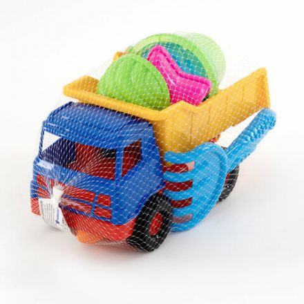 Набор для игр в песке: грузовик "Медвежонок", ведерко, совок, грабельки, 4 формочки, НОРДПЛАСТ, 431708