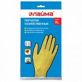 Перчатки МНОГОРАЗОВЫЕ латексные LAIMA "СТАНДАРТ", х/б напыление, ПЛОТНЫЕ, размер 9-10, XL (очень большой), желтые, вес 48 г, 600782