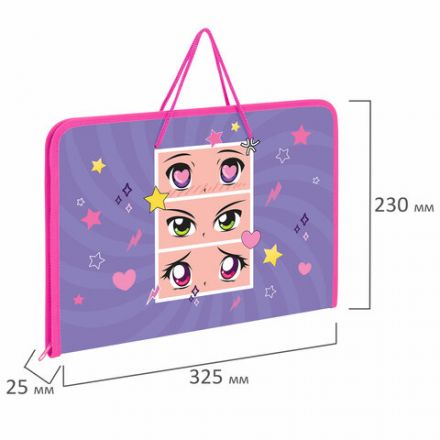 Папка для труда на молнии с ручками ПИФАГОР А4, 1 отделение, пластик, органайзер, "Anime eyes", 272228 Папка для труда на молнии с ручками ПИФАГОР А4, 1 отделение, пластик, органайзер, "Anime eyes", 272228