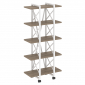 Loft Стеллаж на колесных опорах-5 полок VR.L-MST.K-5.4V Тиквуд тёмный/Белый металл 800*400*1704