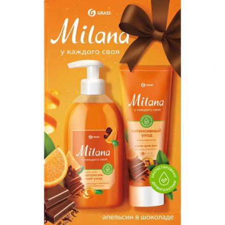 Подарочный набор Milana апельсин в шоколаде мыло 300мл + крем 80мл Подарочный набор Milana апельсин в шоколаде мыло 300мл + крем 80мл