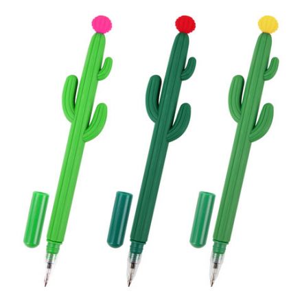 Ручка фигурная шариковая ЮНЛАНДИЯ "Кактус", мягкий силиконовый корпус, ассорти, СИНЯЯ, пишущий узел 0,7 мм, 143774