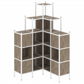 Loft Угловой внутренний стеллаж наборный VR.L-45 Тиквуд тёмный/Белый металл 1278*1278*2280