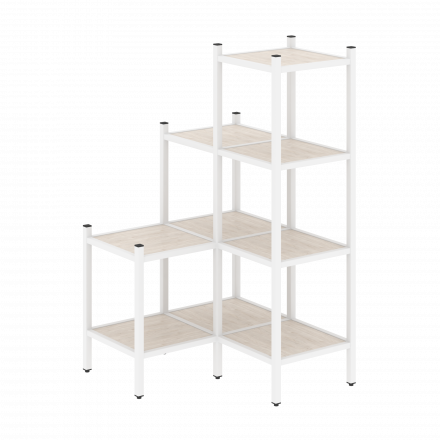 Loft Угловой внутренний стеллаж наборный VR.L-36 Денвер светлый/Белый металл 862*862*1458 Loft Угловой внутренний стеллаж наборный VR.L-36 Денвер светлый/Белый металл 862*862*1458