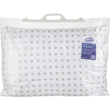 Подушка 50х70, стеганная, (иск. лебяжий пух/тик ПЭ), белые шашечки