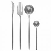 Набор столовых приборов UNIQUE, 24 шт., 6 персон, серебристый, нержавеющая сталь, гофрокартон, DASWERK (ДАСВЕРК), 881140, 609072