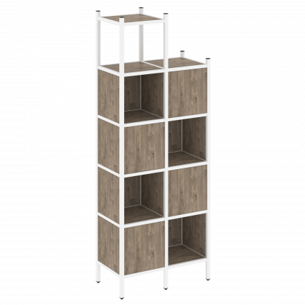 Loft Прямой стеллаж наборный VR.L-20 Тиквуд тёмный/Белый металл 862*446*2280