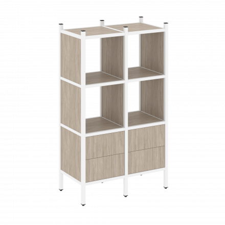 Loft Прямой стеллаж наборный VR.L-03 Дуб аттик/Белый металл 862*446*1458