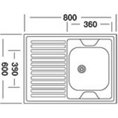 Мойка КМ_Модульная накладная нерж.сталь 800x600 с сифоном