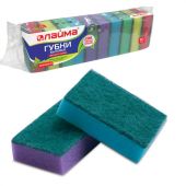 Губки для посуды 8х5,3х2,6 см, КОМПЛЕКТ 10 шт., STANDART, поролон с абразивным слоем, LAIMA К002, 601551