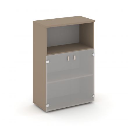 Estetica Шкаф сред. широкий (2 низ. фасада стекло) ES.ST-2.2 Латте/Сатин матовый 800*420*1207 Estetica Шкаф сред. широкий (2 низ. фасада стекло) ES.ST-2.2 Латте/Сатин матовый 800*420*1207