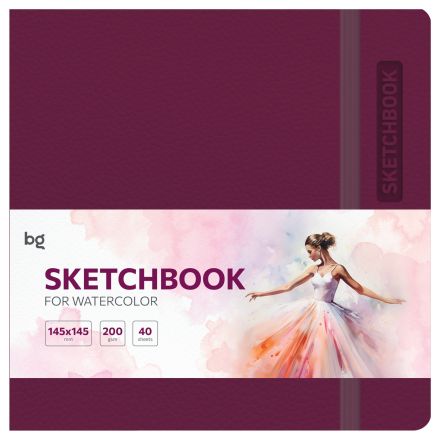 Скетчбук для акварели 40л., 145*145 BG "Bright. Berry", кожзам, на резинке, 200г/м2 Скетчбук для акварели 40л., 145*145 BG "Bright. Berry", кожзам, на резинке, 200г/м2
