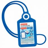 Бейдж вертикальный для пропуска и ID-карт, СИЛИКОНОВЫЙ, 85х54 мм, шнурок 42 см, синий, BRAUBERG, 238902