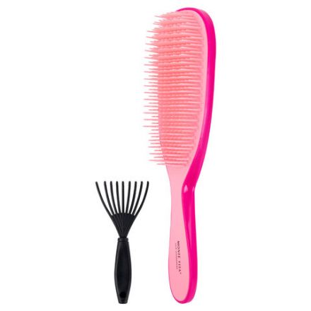 Расческа для волос массажная 22,5х6,5 см, розовая + щетка для чистки В ПОДАРОК, MONTE VITA (МОНТЕ ВИТА), 457428
