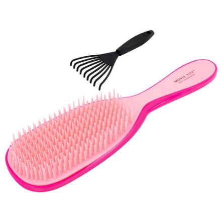 Расческа для волос массажная 22,5х6,5 см, розовая + щетка для чистки В ПОДАРОК, MONTE VITA (МОНТЕ ВИТА), 457428