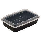 Контейнер одноразовый 830 мл, С КРЫШКОЙ, 207х140 мм, черный/прозрачный, ПП, ВЗЛП, 1261Ч