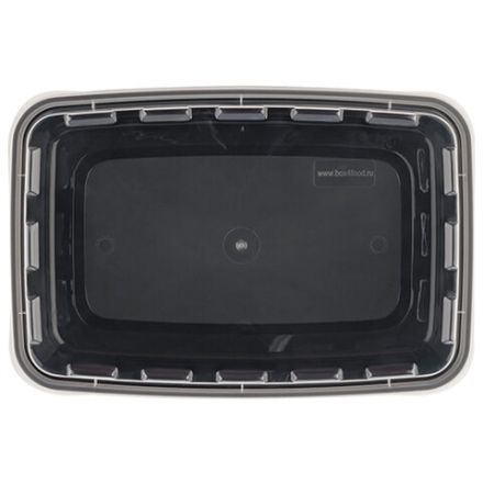 Контейнер одноразовый 830 мл, С КРЫШКОЙ, 207х140 мм, черный/прозрачный, ПП, ВЗЛП, 1261Ч