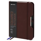 Блокнот А5 (162х218 мм), BRAUBERG "NOTE", под кожу софт-тач, с резинкой, 80 л., клетка, коричневый, 113436