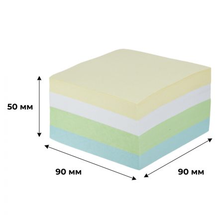 Блок для записей Attache Economy проклеен.куб 9x9x5см цветной черед.с белым